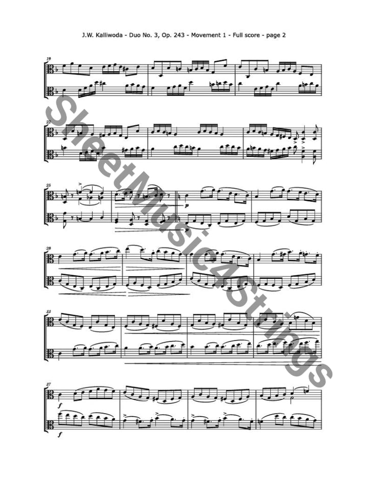 Kalliwoda J. - Duo No. 3 Op. 243 (all Mvts.) For Two Violas Sheet Music