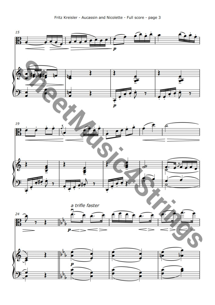 Kreisler F. - Aucassin and Nicolette (Arranged for Viola and Piano) - Viola and Piano