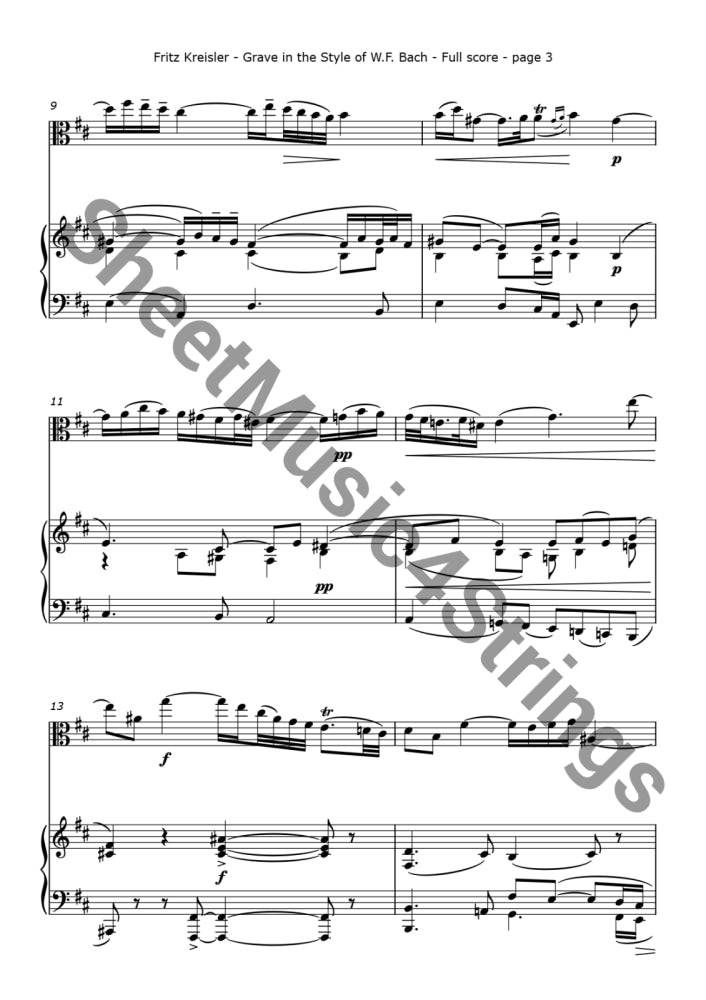Kreisler F. - Grave In The Style Of W.f. Bach (Arranged For Viola And Piano) Piano