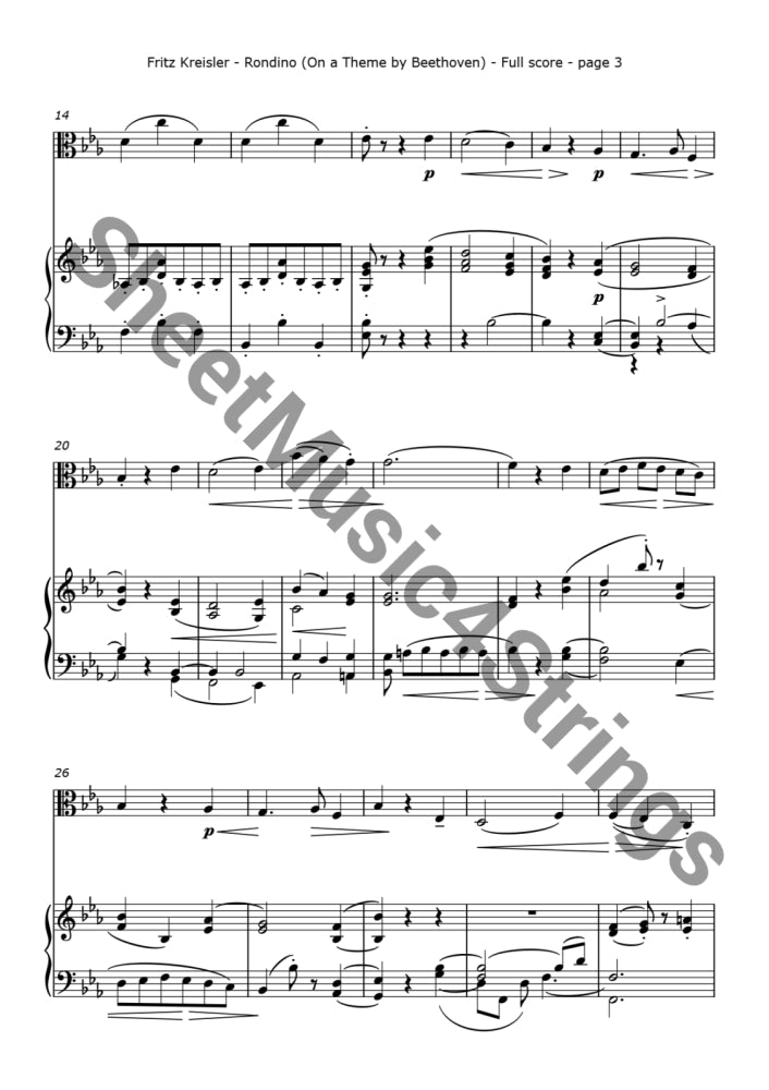Kreisler F. - Rondino On A Theme By Beethoven (Arranged For Viola And Piano) Piano
