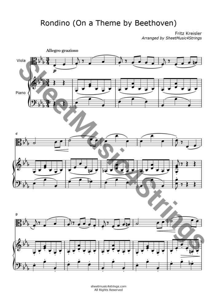 Kreisler F. - Rondino On A Theme By Beethoven (Arranged For Viola And Piano) Piano