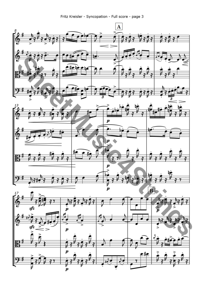 Copy Of Kreisler F. - Syncopation (Arranged For String Quartet) Viola And Piano