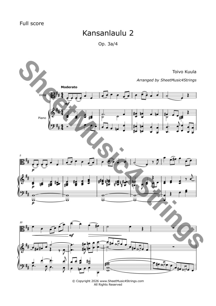 Kuula T. - Kansanlaulu 2 (Arranged for Viola and Piano) (Copy) (Copy) Viola and Piano