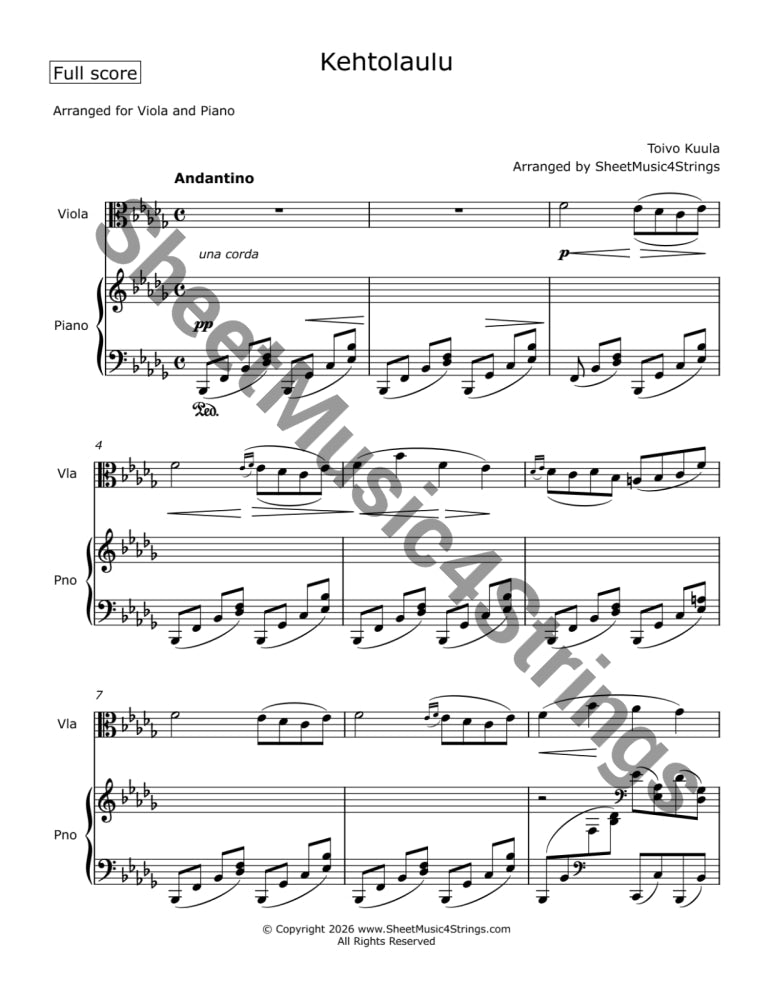 Kuula T. - Kehtolaulu (Arranged for Viola and Piano) Viola and Piano