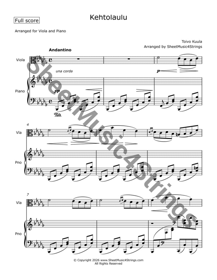 Kuula T. - Kehtolaulu (Arranged for Viola and Piano) Viola and Piano