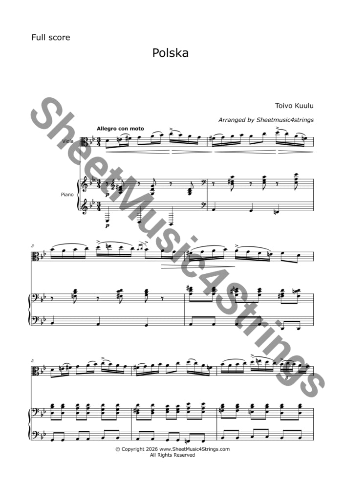Kuula T. - Polska (Arranged for Viola and Piano) Viola and Piano
