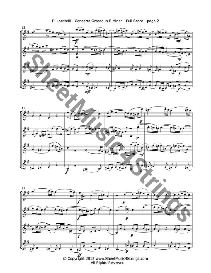 Locatelli P. - Concerto Grosso In E Minor Mvt. 2 (4 Violins) Quartets