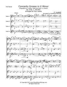 Locatelli, P. - Concerto Grosso in E Minor, Mvt. 2 (4 Violins)