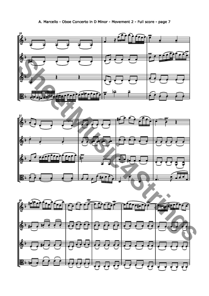 Marcello A. - Oboe Concerto In D Minor (Three Violins And Viola)