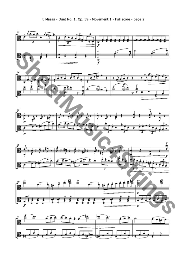 Mazas F. - Duet No. 1 Op. 39 (Viola Duo) Sheet Music