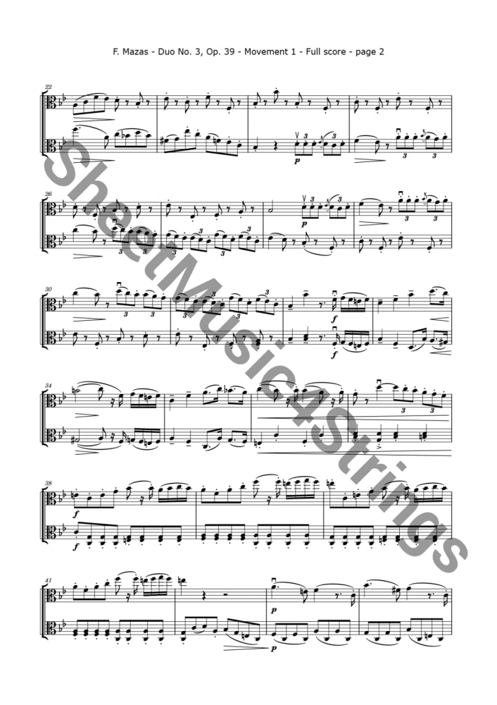 Mazas F. - Duet No. 3 Op. 39 (Viola Duo) Sheet Music