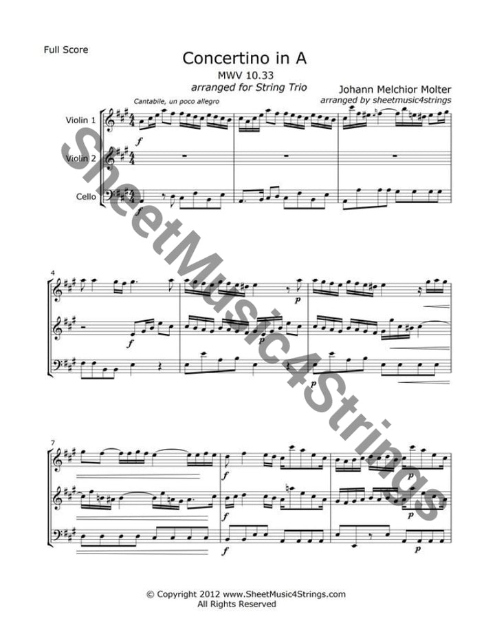 Molter Concertino in A major for violin duo and cello trio.