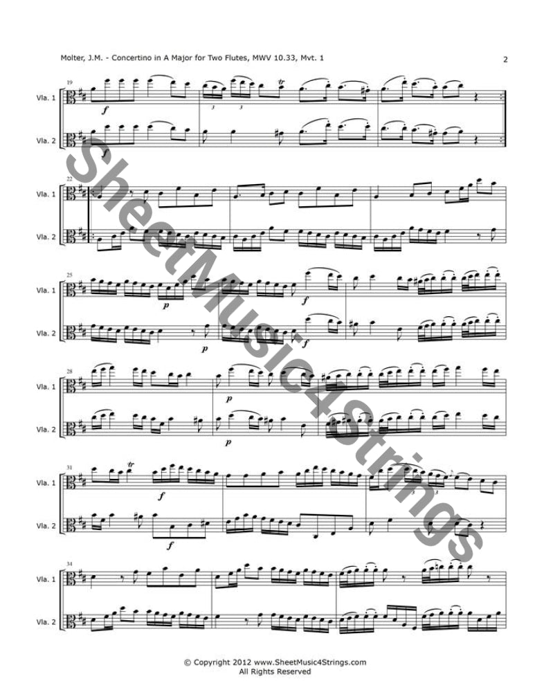 Molter J. - Concertino in A Major MWV 10.33 Mvt. 1 (Viola Duo) - Duos