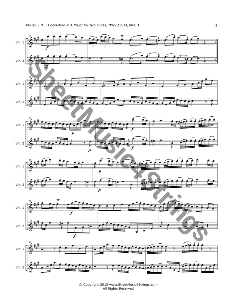 Molter J. - Concertino in A Major MWV 10.33 Mvt. 1 (Violin Duo) - Duos