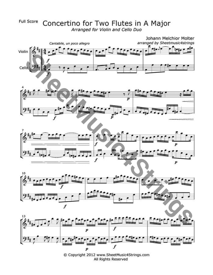 Molter J. - Concertino In A Mvt. 1(Violin And Cello Duo) Duos