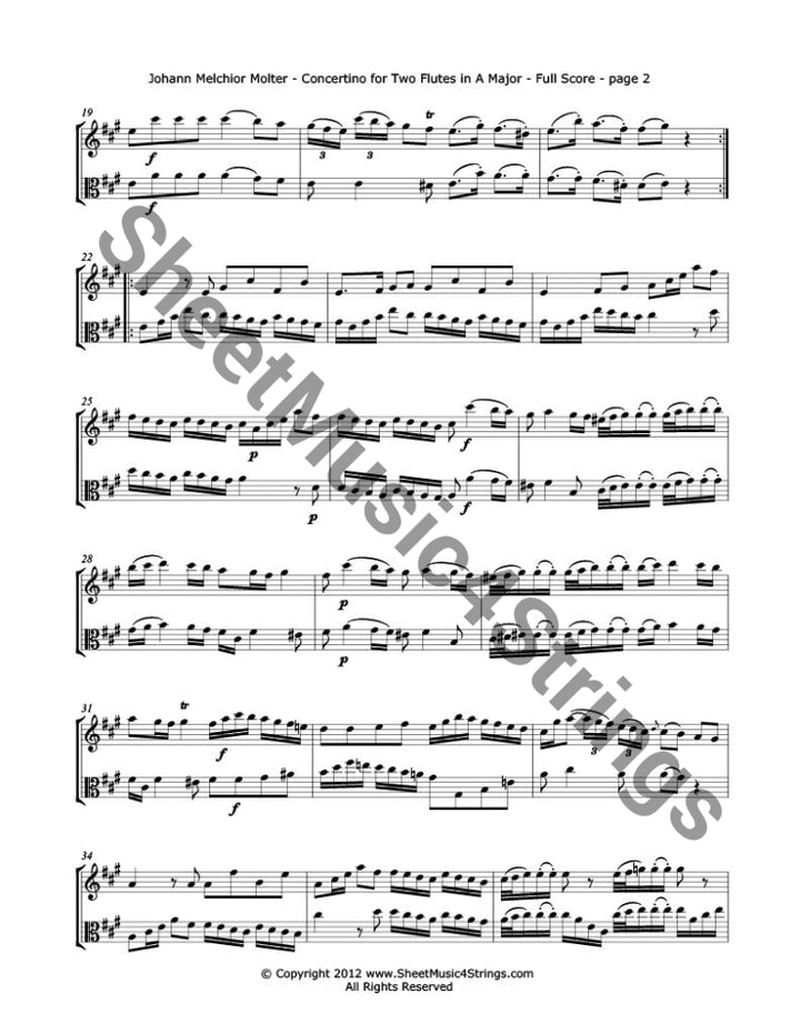 Molter J. - Concertino in A Mvt. 1 (Violin and Viola Duo) - Duos
