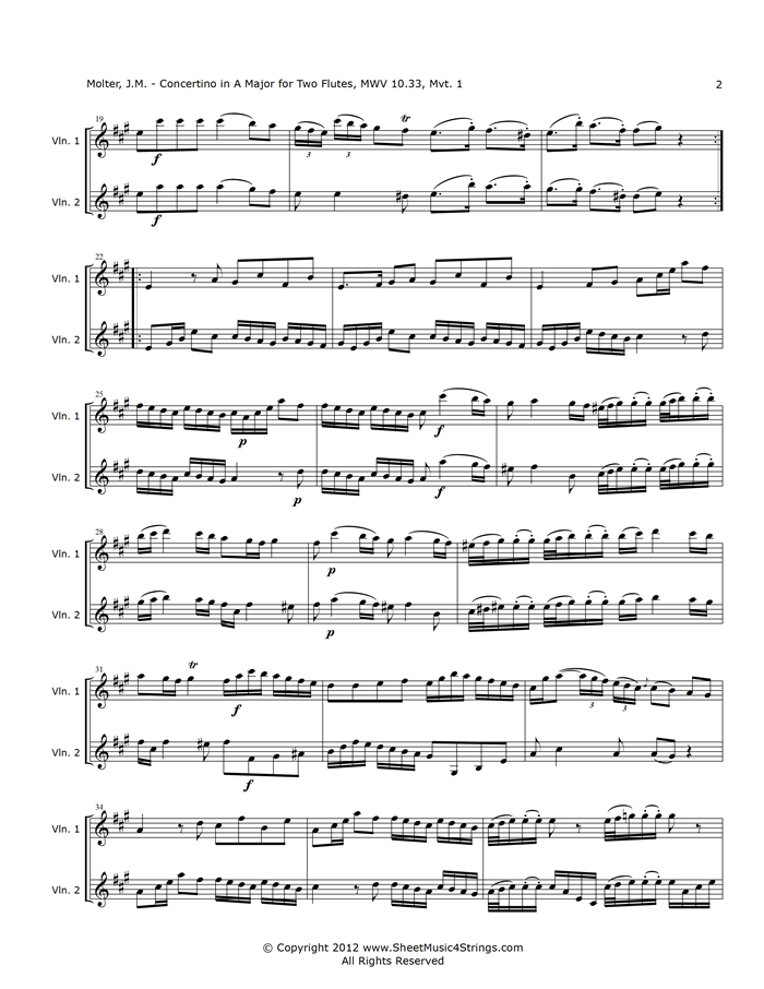 Molter, J. - Concertino in A Major, MWV 10.33, Mvt. 1 (Violin Duo)