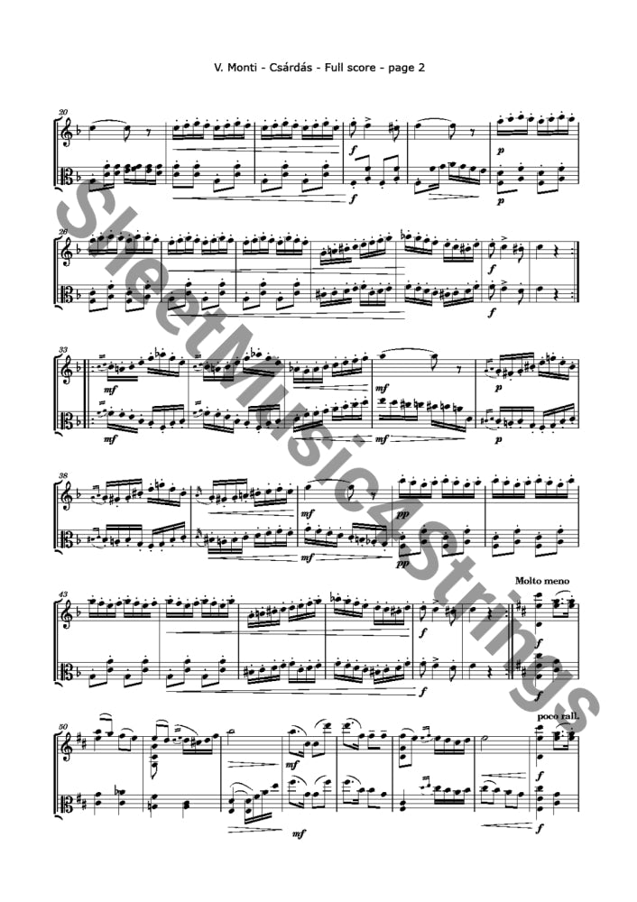 Monti V. - Csardas (Violin and Viola Duet) Sales