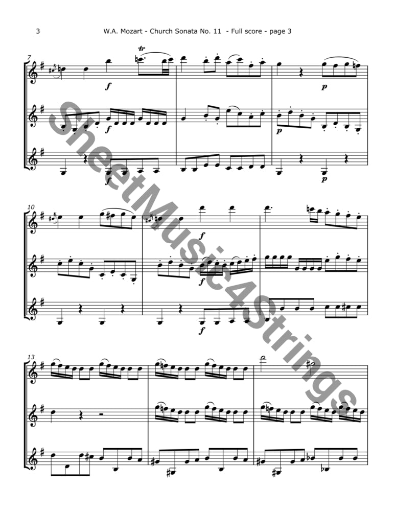 Mozart W.A. - Church Sonata No. 11 K. 274 (Three Violins) Trios