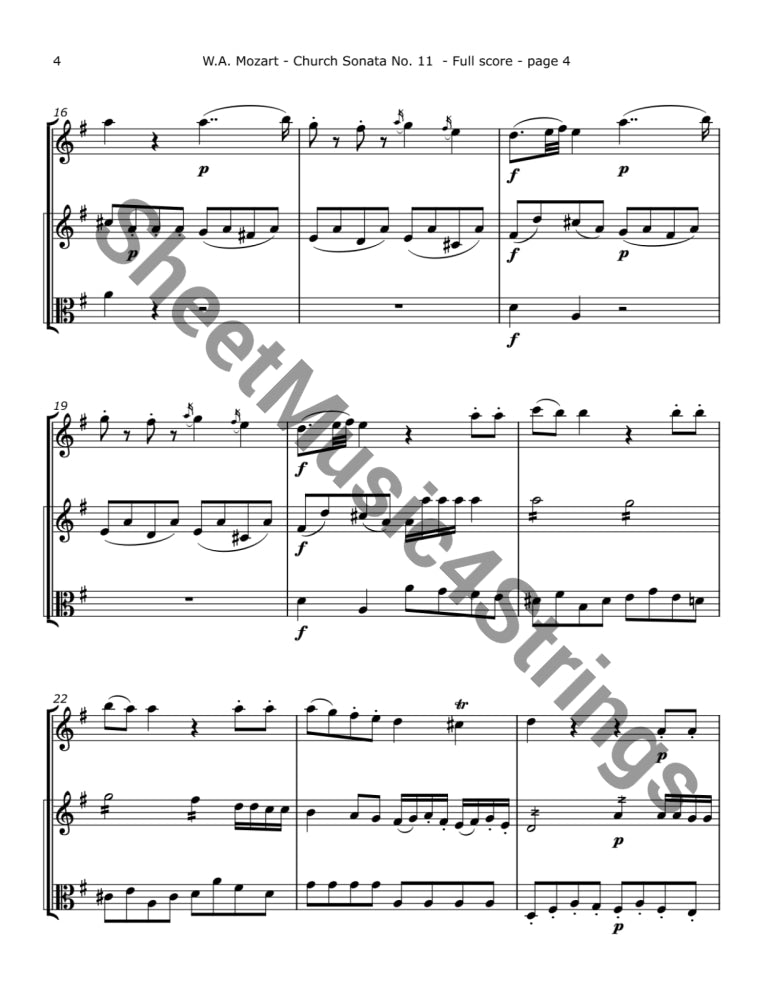 Mozart W.A. - Church Sonata No.11 K. 274 (Two Violins and Viola) Trios