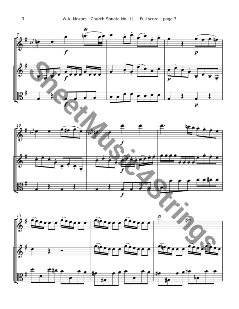 Mozart W.A. - Church Sonata No.11 K. 274 (Two Violins and Viola) Trios