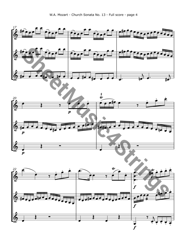 Mozart W.A. - Church Sonata No. 13 K. 328 (Three Violins) Trios
