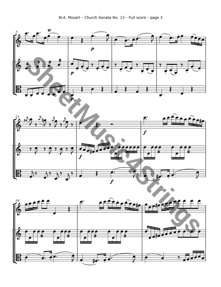 Mozart W.A. - Church Sonata No.13 K. 328 (Two Violins and Viola) Trios