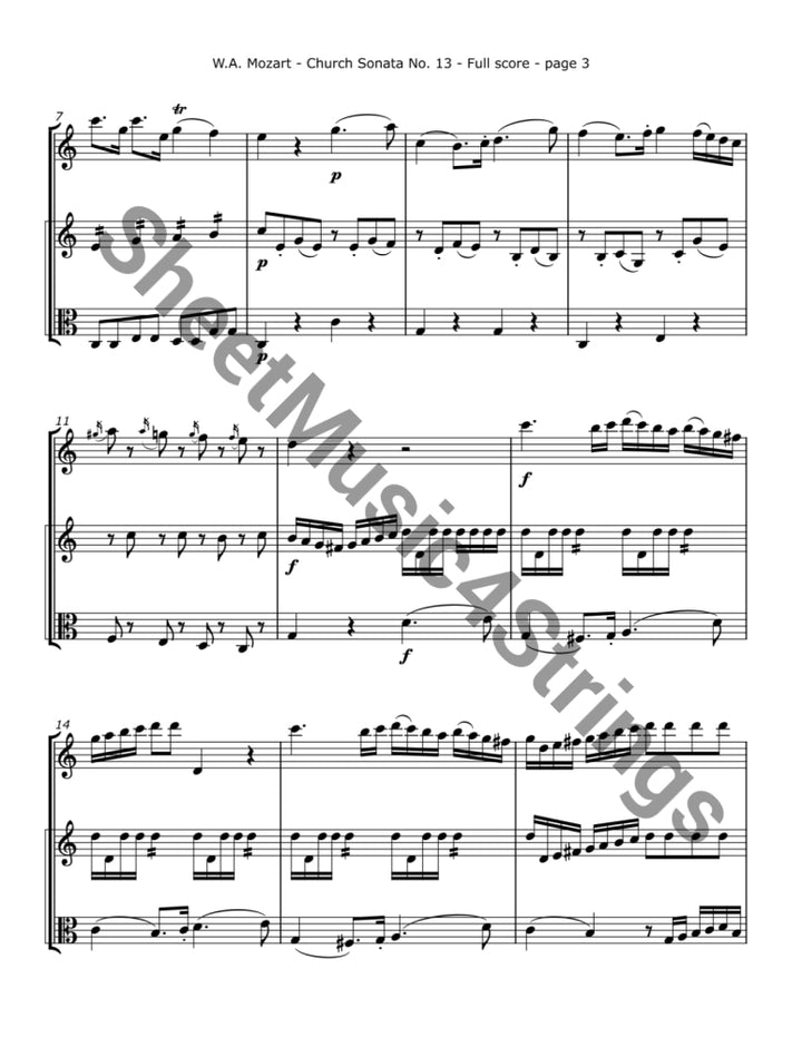 Mozart W.A. - Church Sonata No.13 K. 328 (Two Violins and Viola) Trios