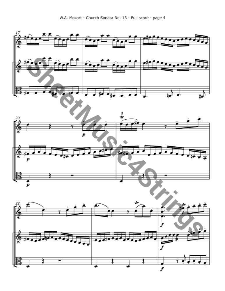 Mozart W.A. - Church Sonata No.13 K. 328 (Two Violins and Viola) Trios