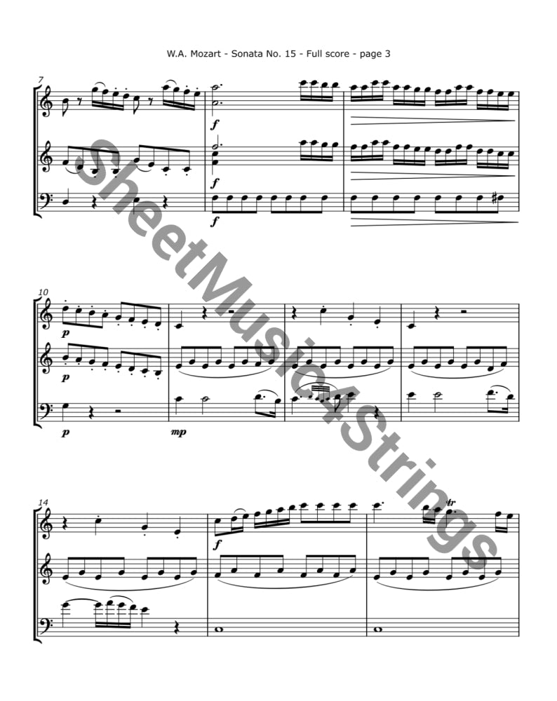 Mozart W.A. - Church Sonata No. 15 K. 336 (2 Violins and Cello) Trios