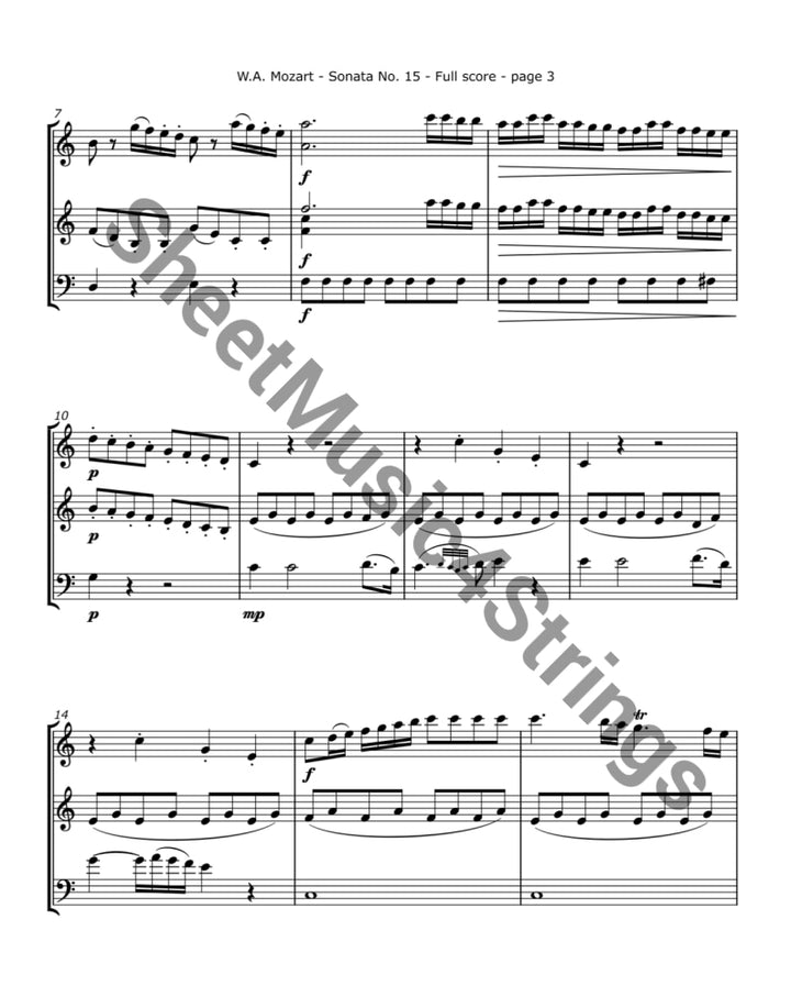 Mozart W.A. - Church Sonata No. 15 K. 336 (2 Violins and Cello) Trios