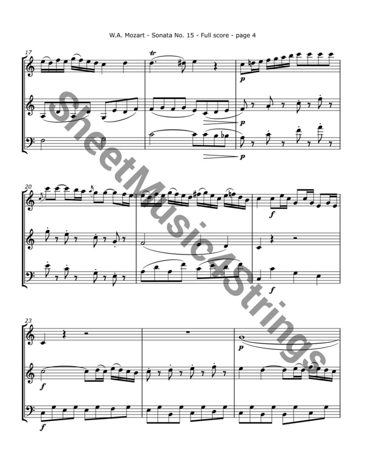 Mozart W.A. - Church Sonata No. 15 K. 336 (2 Violins and Cello) Trios