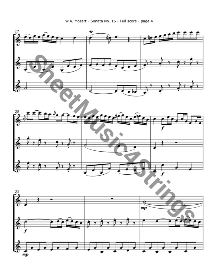 Mozart W.A. - Church Sonata No. 15 K. 336 (Three Violins) Trios