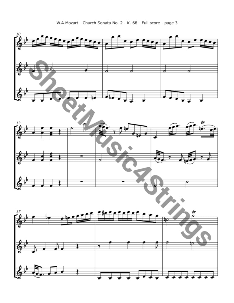 Mozart W.A. - Church Sonata No. 2 K. 68 (Three Violins) Trios