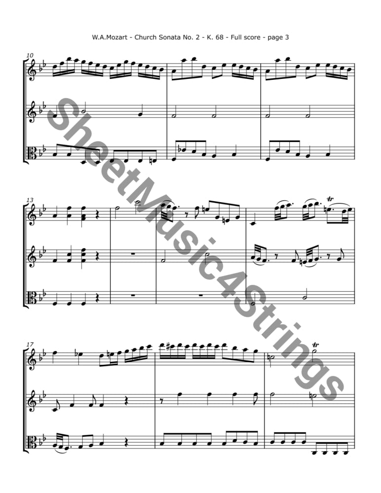 Mozart W. A. - Church Sonata No.2 K. 68 (Two Violins and Viola) Trios