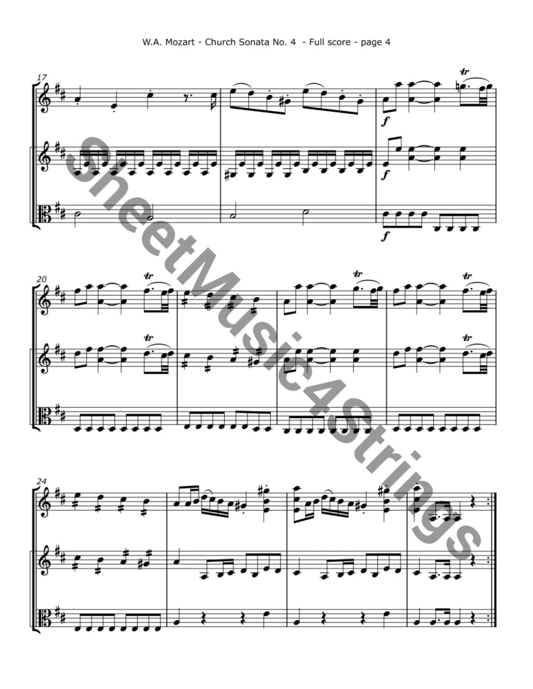 Mozart W.A. - Church Sonata No.4 K. 114 (Two Violins and Viola) Trios