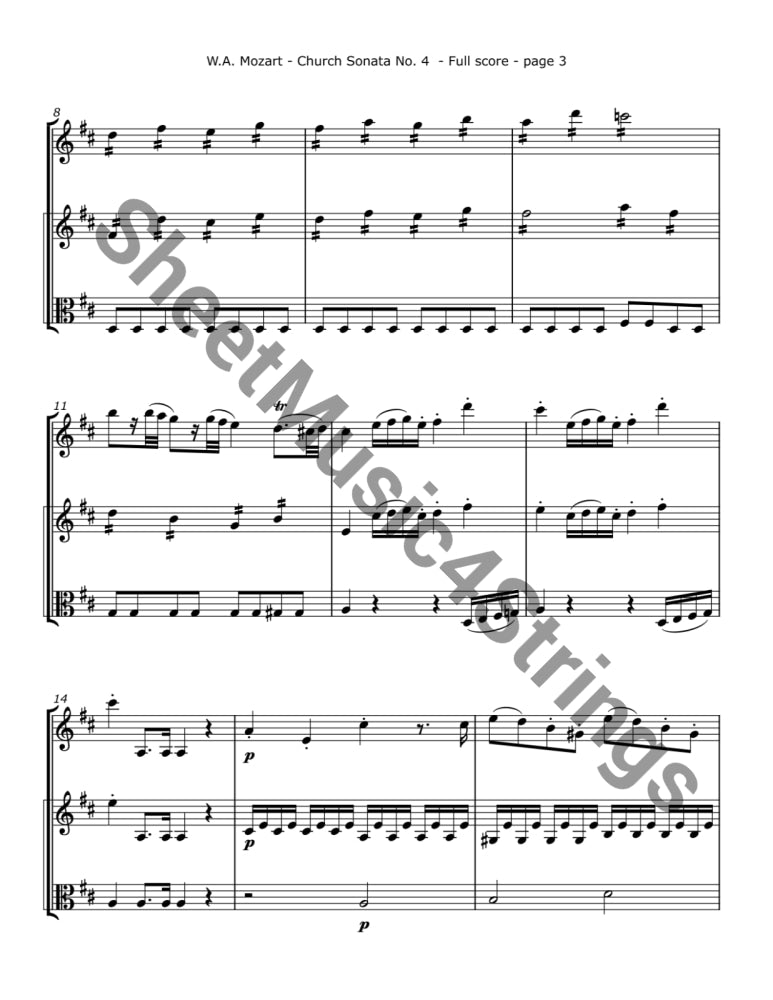 Mozart W.A. - Church Sonata No.4 K. 114 (Two Violins and Viola) Trios