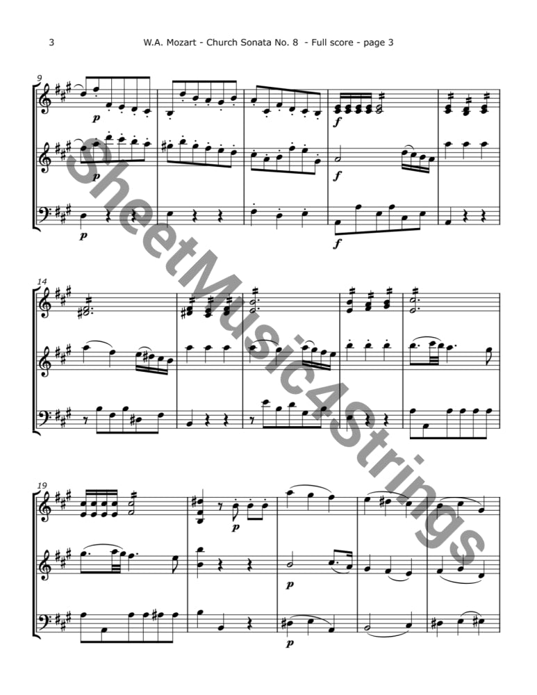 Mozart W.A. - Church Sonata No. 8 K. 225 Arranged for Two Violins and Cello Trios