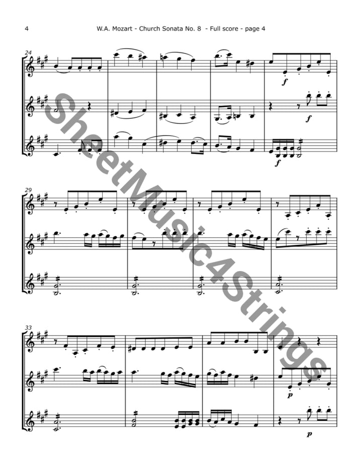Mozart W.A. - Church Sonata No. 8 K. 225 (Three Violins) Trios