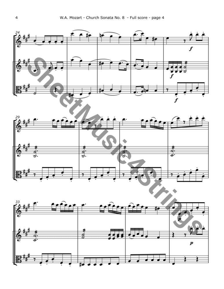 Mozart W.A. - Church Sonata No.8 K. 225 (Two Violins and Viola) Trios