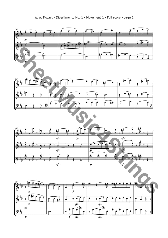 Mozart W.a. - Divertimento No. 1 K. 229 (2 Violins And Cello) Trios