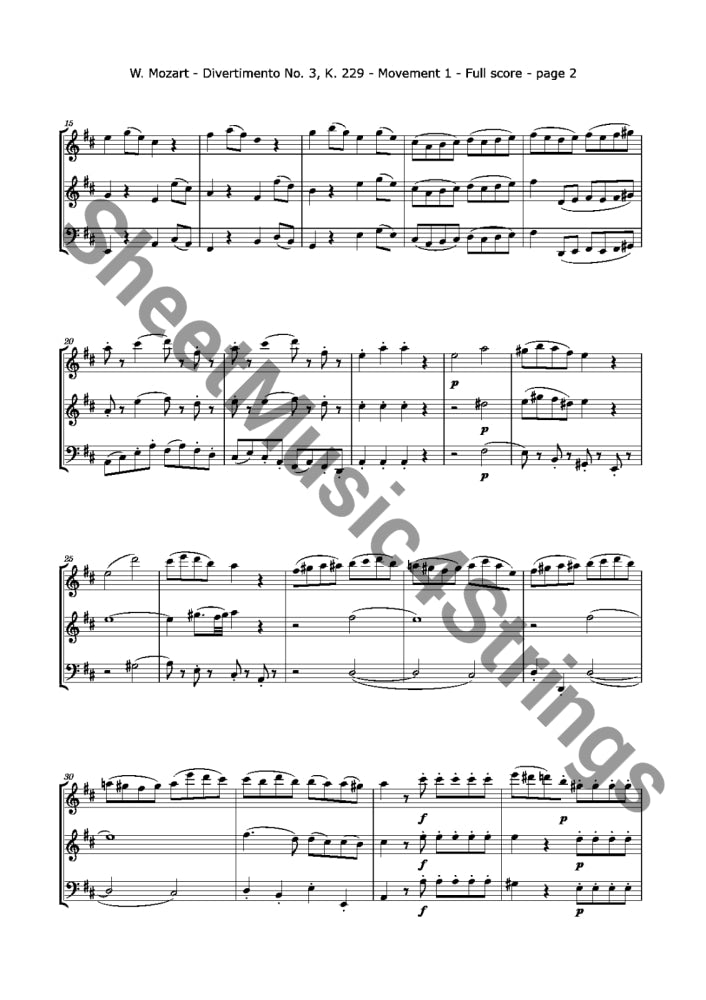 Mozart W.a. - Divertimento No. 3 K. 229 (2 Violins And Cello) Trios