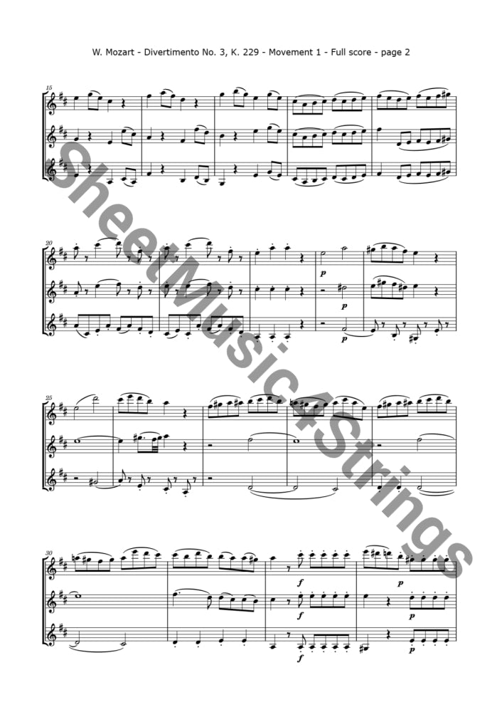 Mozart W.a. - Divertimento No. 3 Kv. 229 (3 Violins) Trios