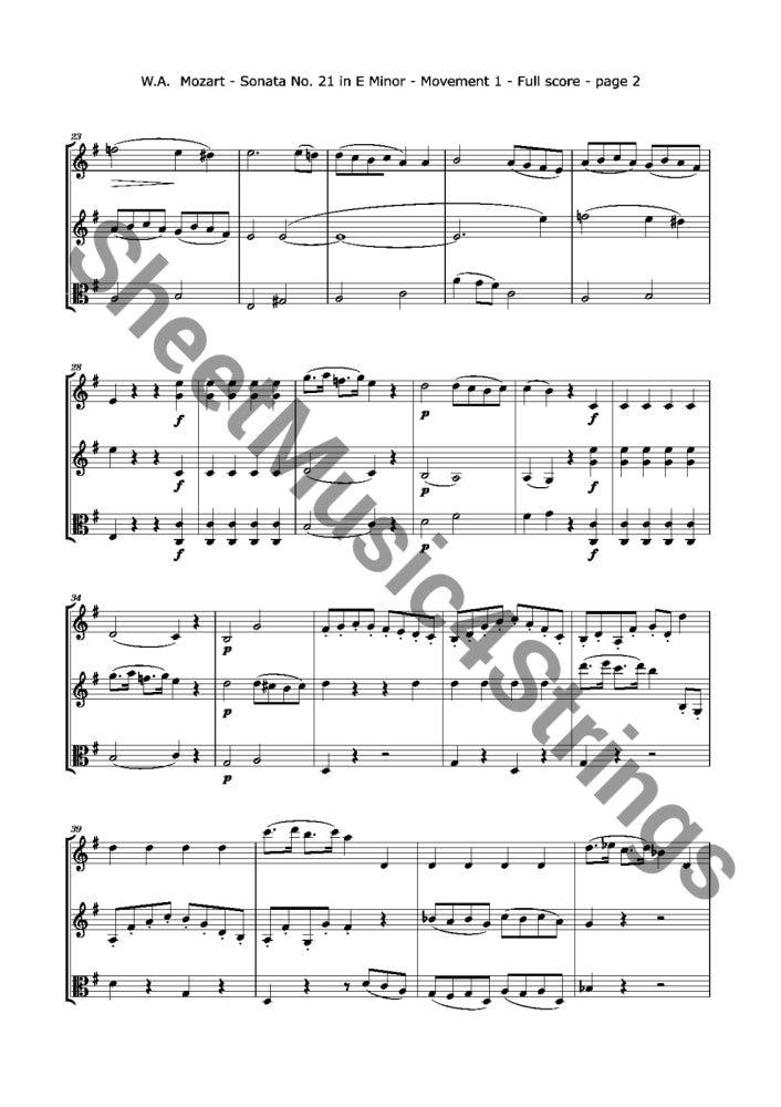 Mozart W.a. - Sonata No. 21 K. 304 (2 Violins And Viola Trios