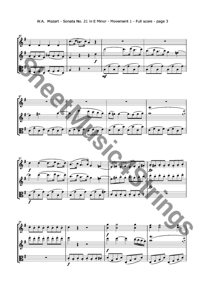 Mozart W.a. - Sonata No. 21 K. 304 (2 Violins And Viola Trios