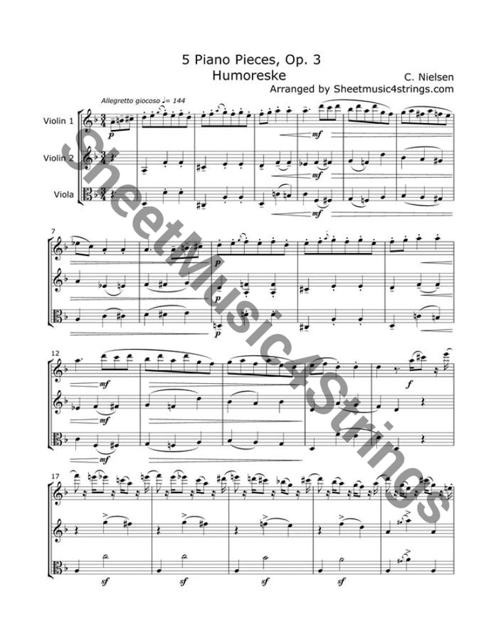 Nielsen Carl - Humoreske (Two Violins And Viola Trio) Trios