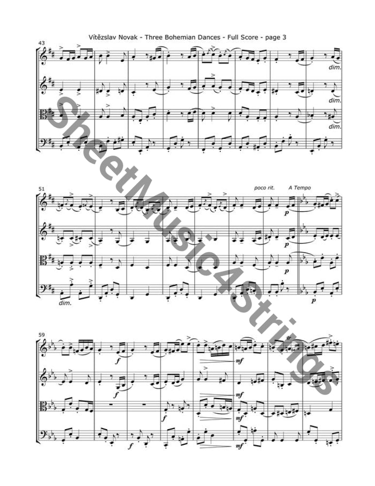 Novak Vítězslav - Bohemian Dances No.1 (String Quartet) - Quartets