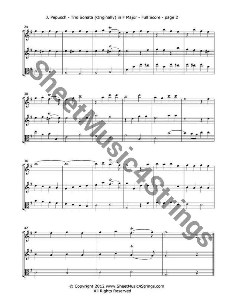 Pepusch J. - Trio Sonata In F Major Mvt. 4 (Two Violins And Viola) Trios