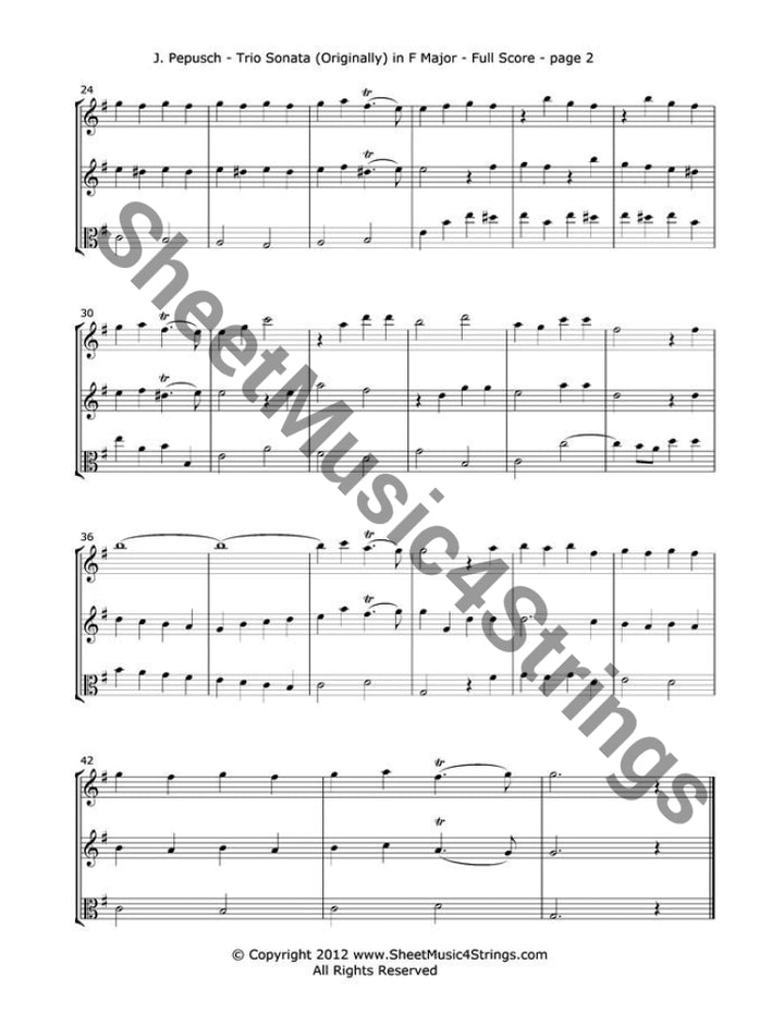 Pepusch J. - Trio Sonata In F Major Mvt. 4 (Two Violins And Viola) Trios