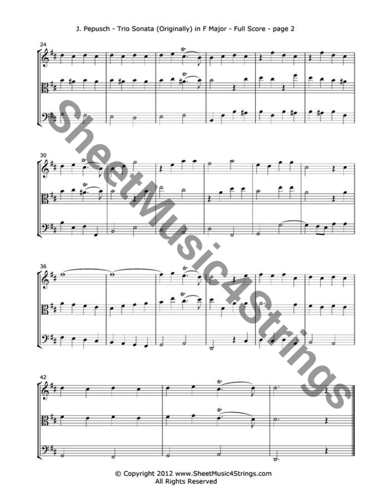 Pepusch J. - Trio Sonata In F Major Mvt. 4 (Violin Viola And Cello) Trios